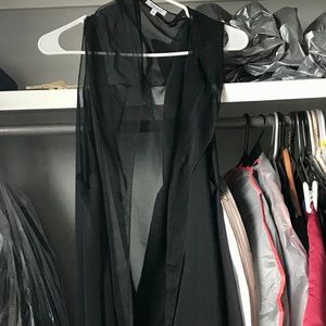 Long chiffon sleeveless open wrap